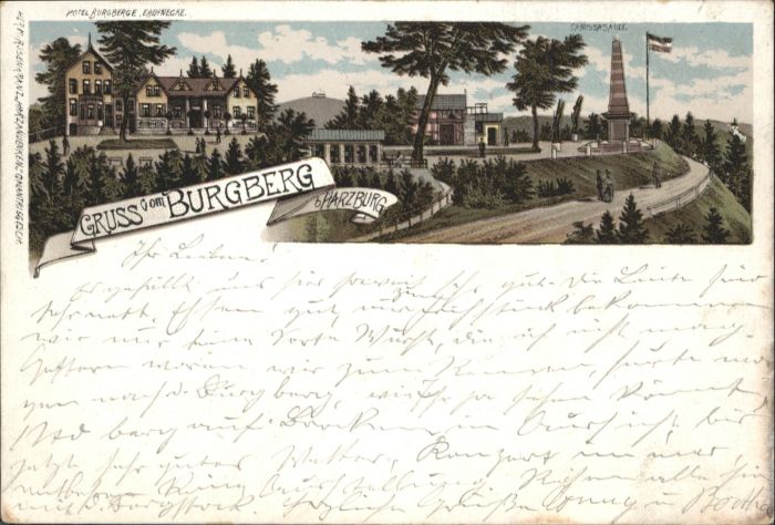 Bad Harzburg Hotel Burgberg Canossasäule Litho