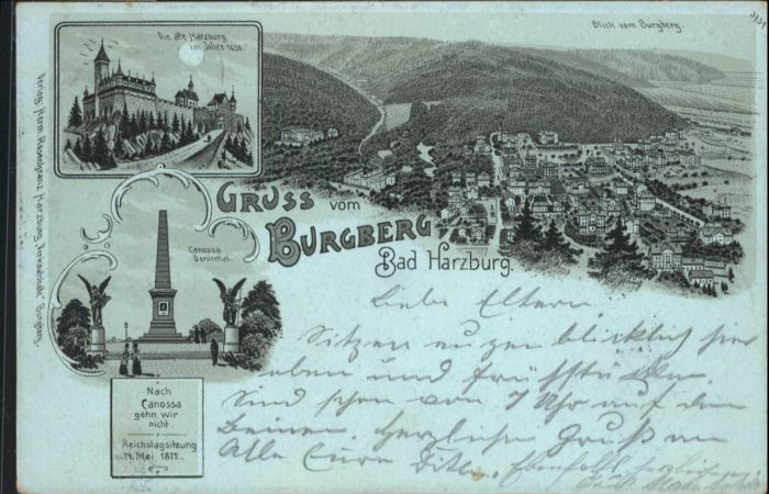 Bad Harzburg Burgberg Canossa Denkmal Mondscheinkart