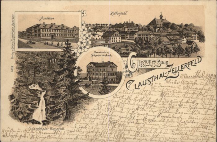 Clausthal-Zellerfeld Sanatorium Schwarzenbach Akademie Litho