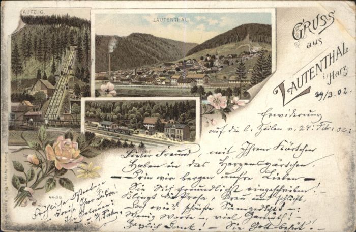 Lautenthal Harz Aufzug Bahnhof Litho