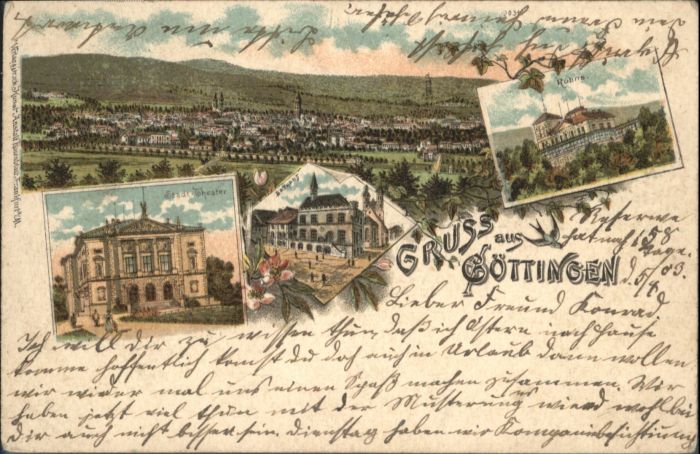 Goettingen Niedersachsen Göttingen Rathaus Theater Rohns Litho