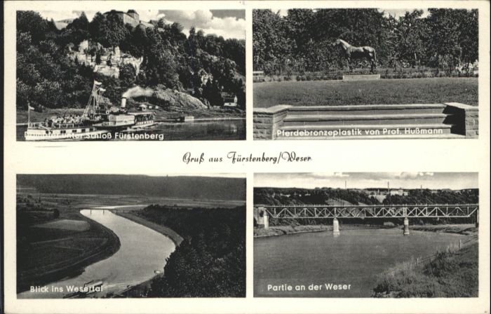 Fuerstenberg Weser chloss Dampfer Pferdebronzeplastik Prof