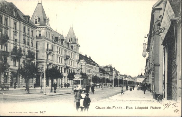 La Chaux-de-Fonds Rue Leopold Robert  Strassenbahn