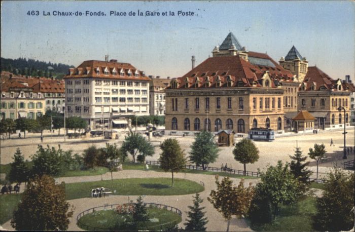 La Chaux-de-Fonds Place de la Gare et la Poste Strassenbahn