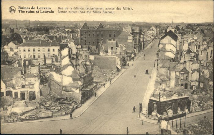Louvain Flandre Louvain Rue Station Street Ruines Zerst