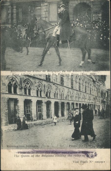 Ypern Ypres Ypres [handschriftlich] Roi Albert Avenement Ruines