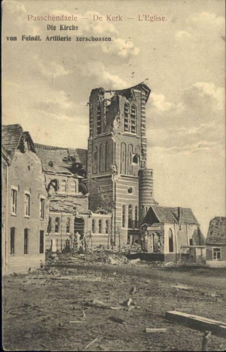 Passchendaele Kerk Eglise Zerstörung
