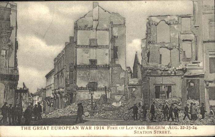 Louvain Flandre Louvain Station Street Zerstörung