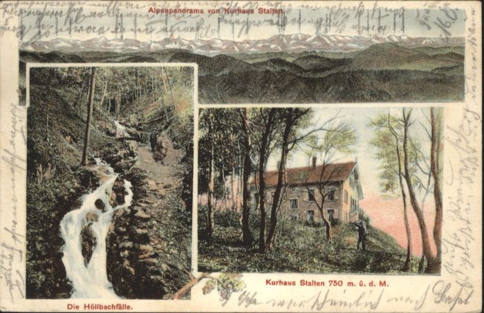 Schlaechtenhaus Stempelabschlag] Höllbachfälle Kurhaus