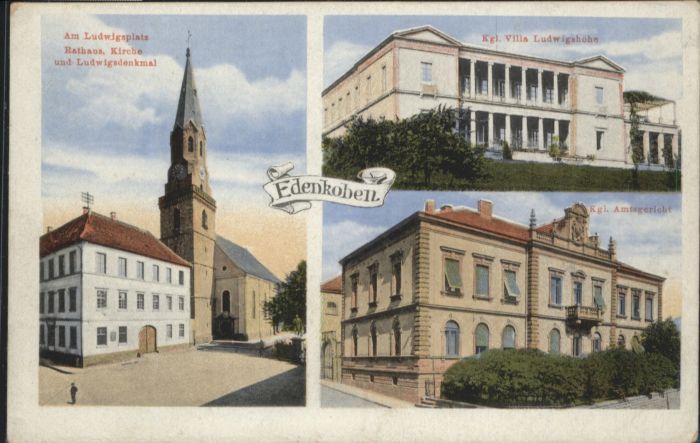 Edenkoben Ludwigsplatz Rathaus Kirche Ludwigsdenk