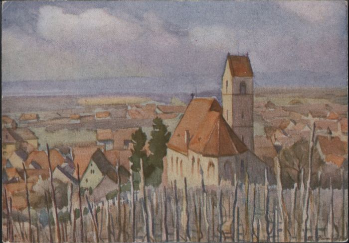 Haltingen Weil am Rhein BW Aquarell von Kuenstler Max Brombacher