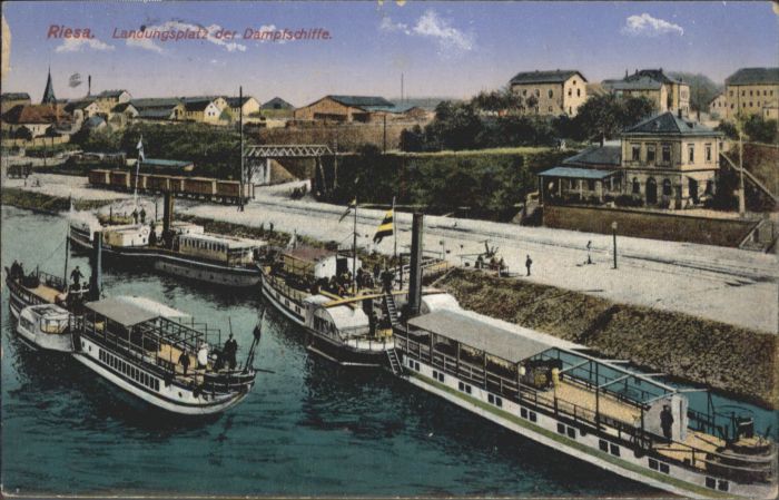 Riesa Sachsen Riesa Landungsplatz Dampfschiffe