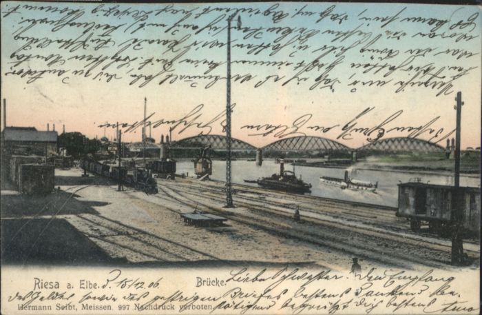 Riesa Sachsen Riesa Brücke Zug Schiff