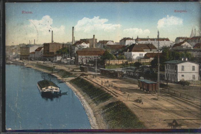 Riesa Sachsen Riesa Elbquai Schiff