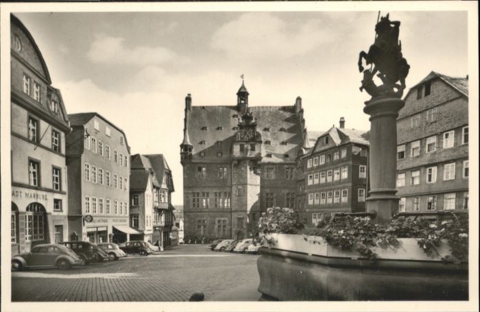 Marburg Lahn Marburg Marktplatz Rathaus Brunnen
