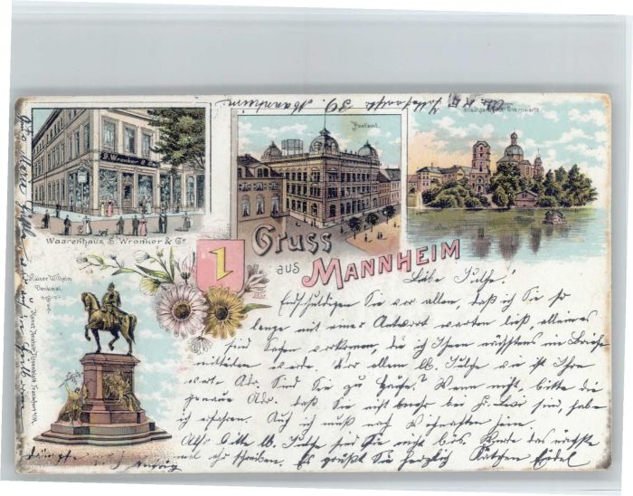 Mannheim Warenhaus Wronker Kaiser Wilhelm Denkma