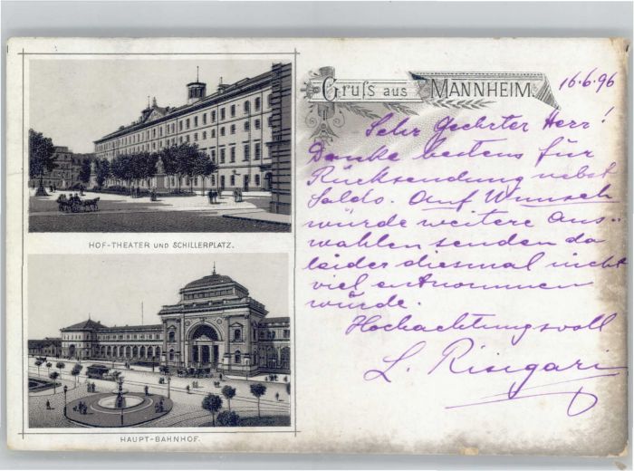 Mannheim Hoftheater Schillerplatz Hauptbahnhof