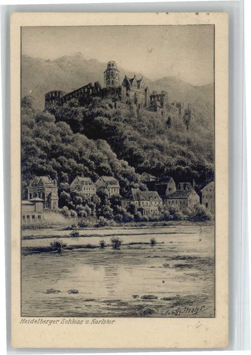 Heidelberg Neckar Heidelberg Schloss Karlstor Originalzei