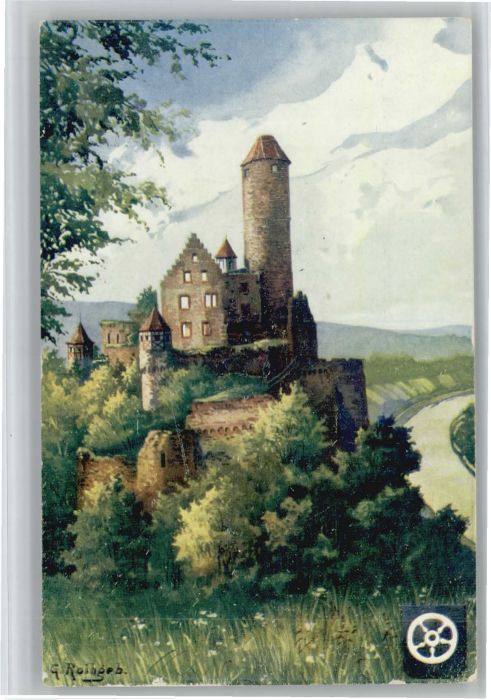 Neckarzimmern Ruine Hornberg Künstler G. Rothgeb.