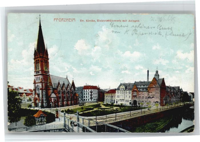 Pforzheim Elekrtizitätswerk Stadtkirche