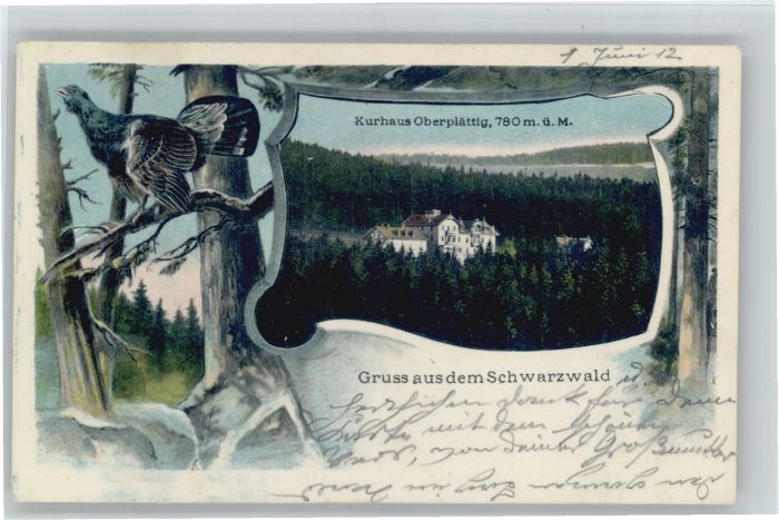 Buehlertal Handschriftlich] Kurhaus Oberplättig x