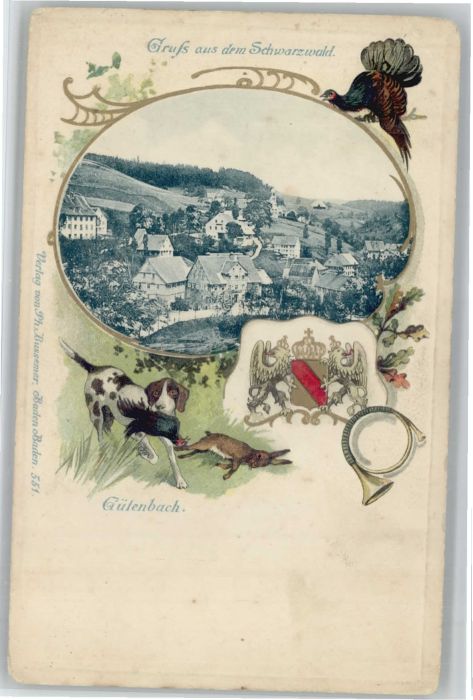 Guetenbach appen Jagdhund Perlhuhn Wappen Prägedru