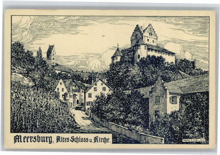 Meersburg Bodensee Meersburg Schloss Kirche Künstler E. Fe