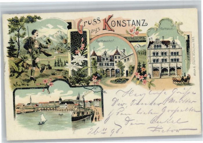 Konstanz Wanderer Hafen Rathaus