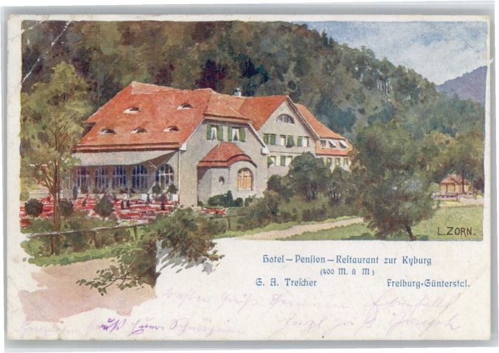 Guenterstal Freiburg Günterstal Hotel zur Kyburg Künstler L.