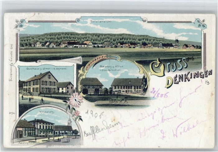 Denkingen Wuerttemberg Gasthaus zum Adler Löwen Kirchplatz