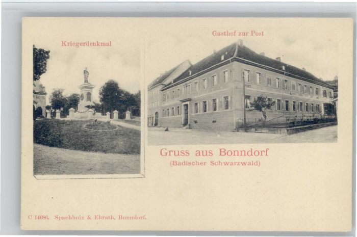 Bonndorf Schwarzwald Bonndorf Krieger Denkmal Gasthof Post