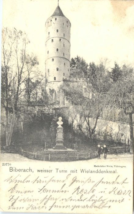Biberach Riss Wieland Denkmal  weisser Turm