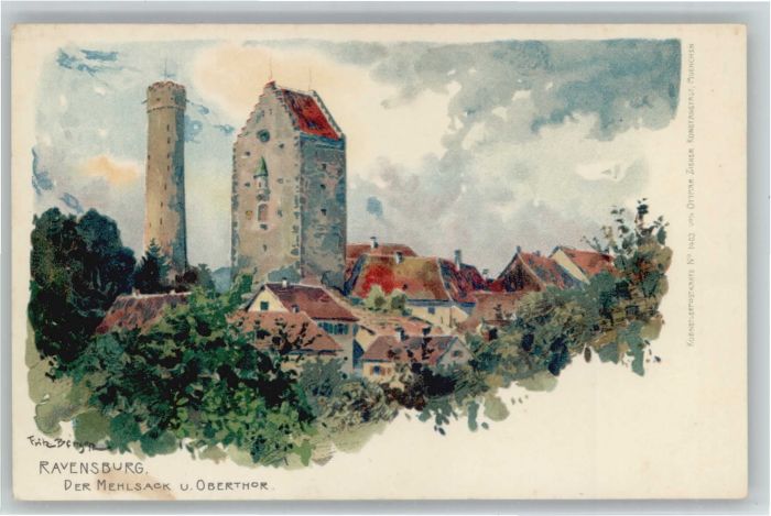 Ravensburg Wuerttemberg Ravensburg Mehlsack Oberthor Künstler F