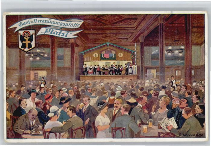 Muenchen Bayern uenstler A. Herrmann Gaststaette Platzl x