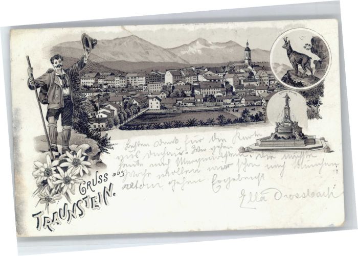 Traunstein Oberbayern Traunstein Wanderer Edelweiss Gemse