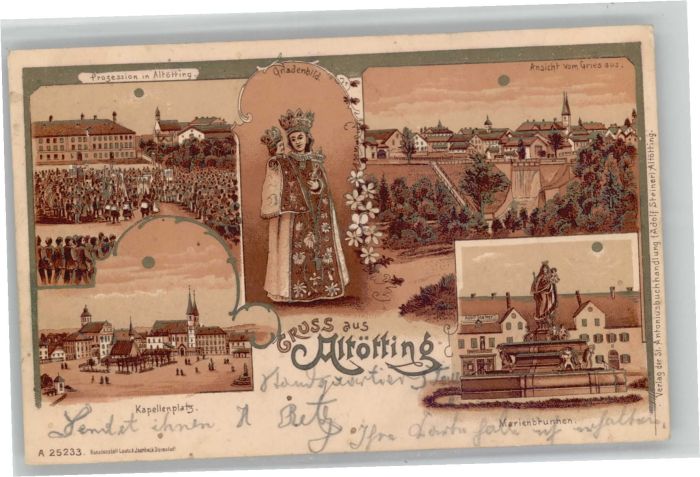 Altoetting nadenbild Kapellenplatz Marienbrunnen