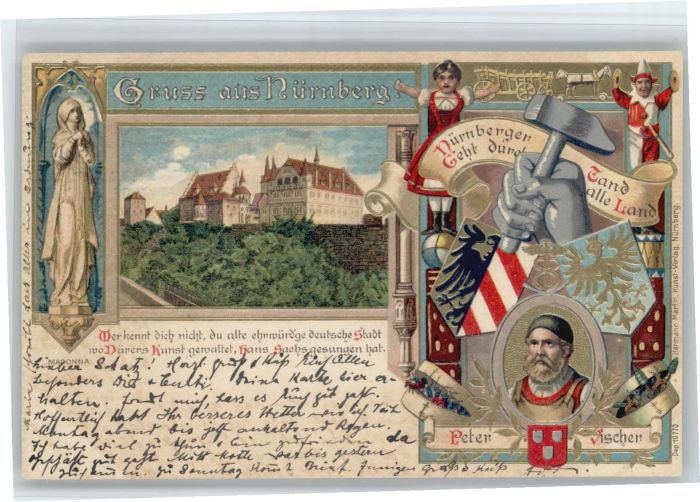 Nuernberg eter Ischer Wappen Prägedruckkarte x