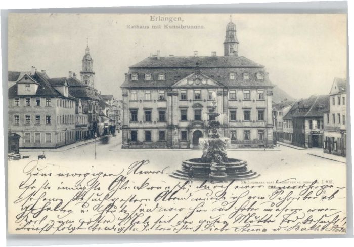 ERLANGEN Bayern Rathaus Kunstbrunnen