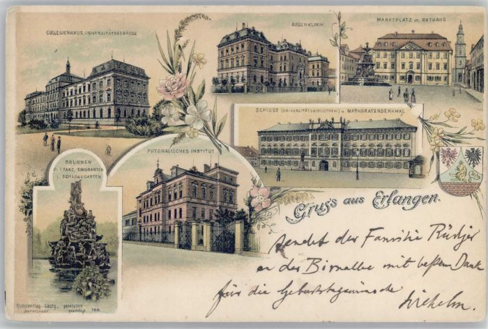 Erlangen Marktplatz Rathaus Augenklinik Brunnen