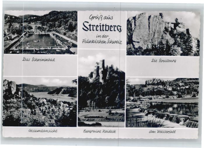 Streitberg Oberfranken Schwimmbad Burgruine Neideck Wasserfall