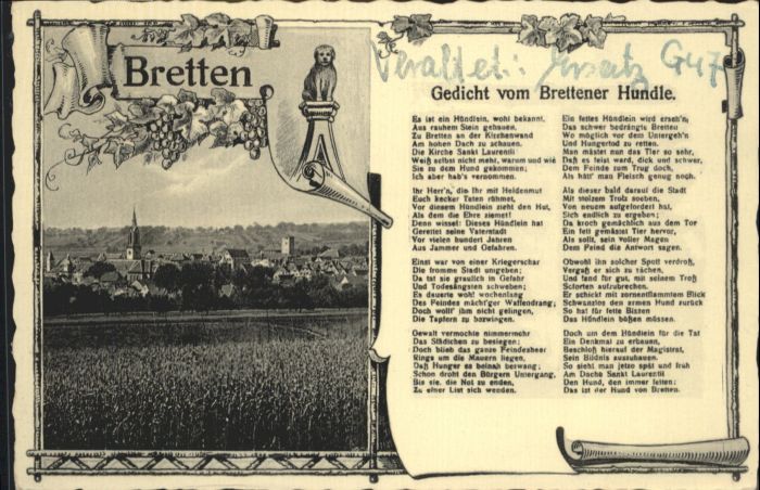 Bretten Baden Bretten Gedicht Brettener Hundle