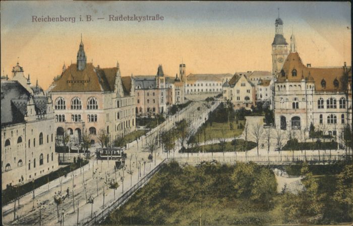 Reichenberg Liberec Boehmen Radetzkystrasse Strassenbahn