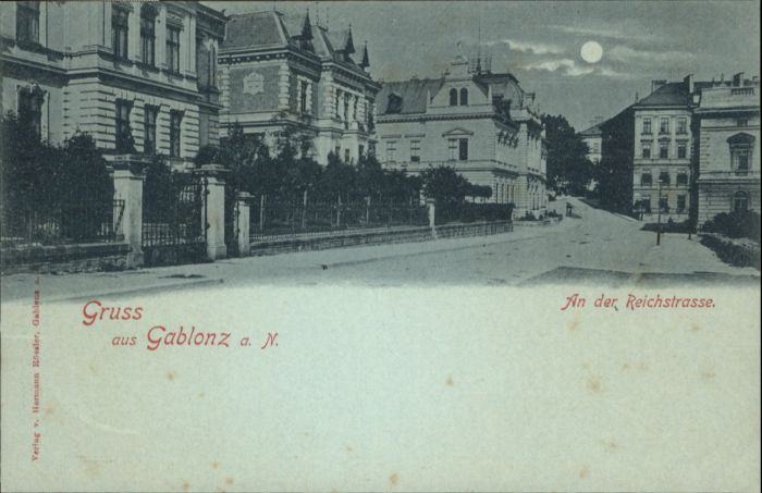 Gablonz Neisse Tschechien Reichstrasse Mondscheinkarte