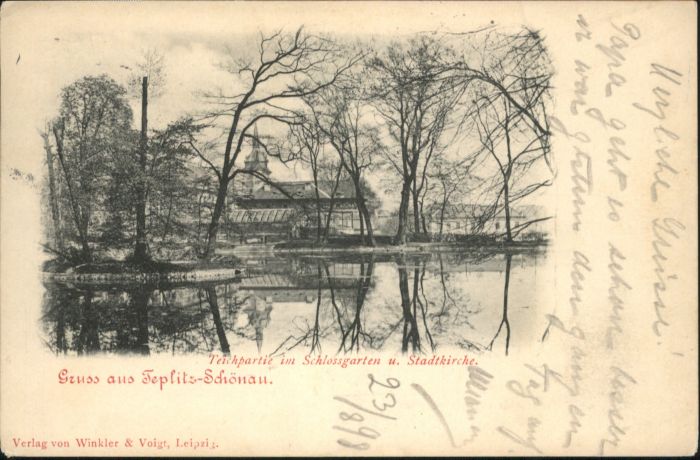 Teplitz-Schoenau Teplice Teplitz-Schönau Teich Schlossgarten Kir