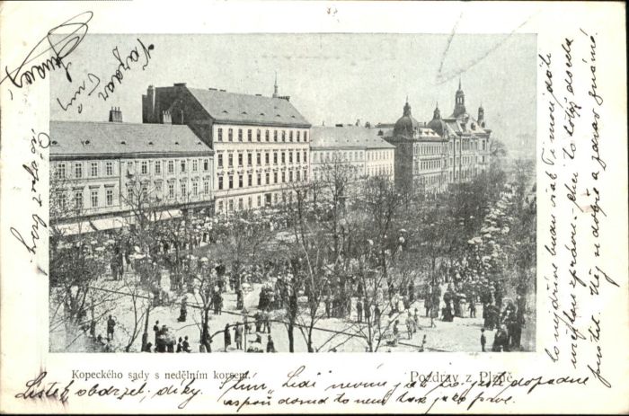 Plzen Pilsen Kopeckeho sady s nedelnim Korsem