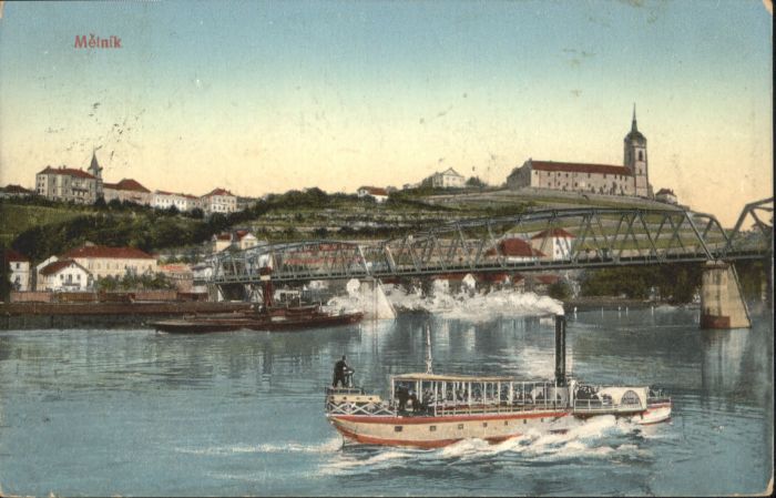 Melnik Tschechien Melnik Brücke Schiff