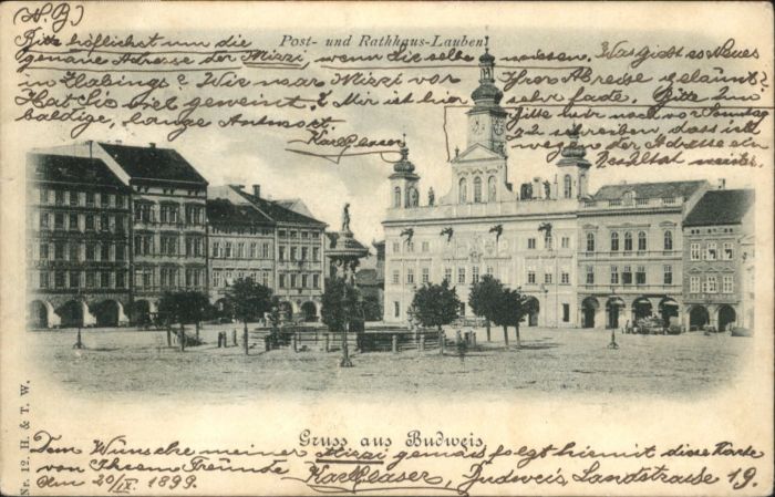 Budweis Ceske Budejowice Budweis Post Rathaus Lauben Brunnen