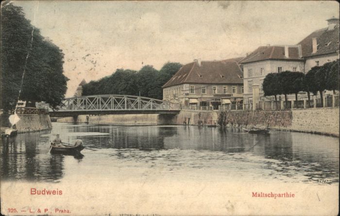 Budweis Ceske Budejowice Budweis Maltschpartie Brücke Boot