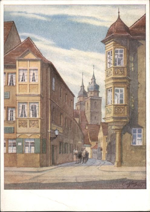 BAYREUTH Bayern Nach einem Aquarell von Hans Schmitz Brautgasse