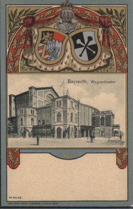 Bayreuth Wagnertheater Prägedruckkarte